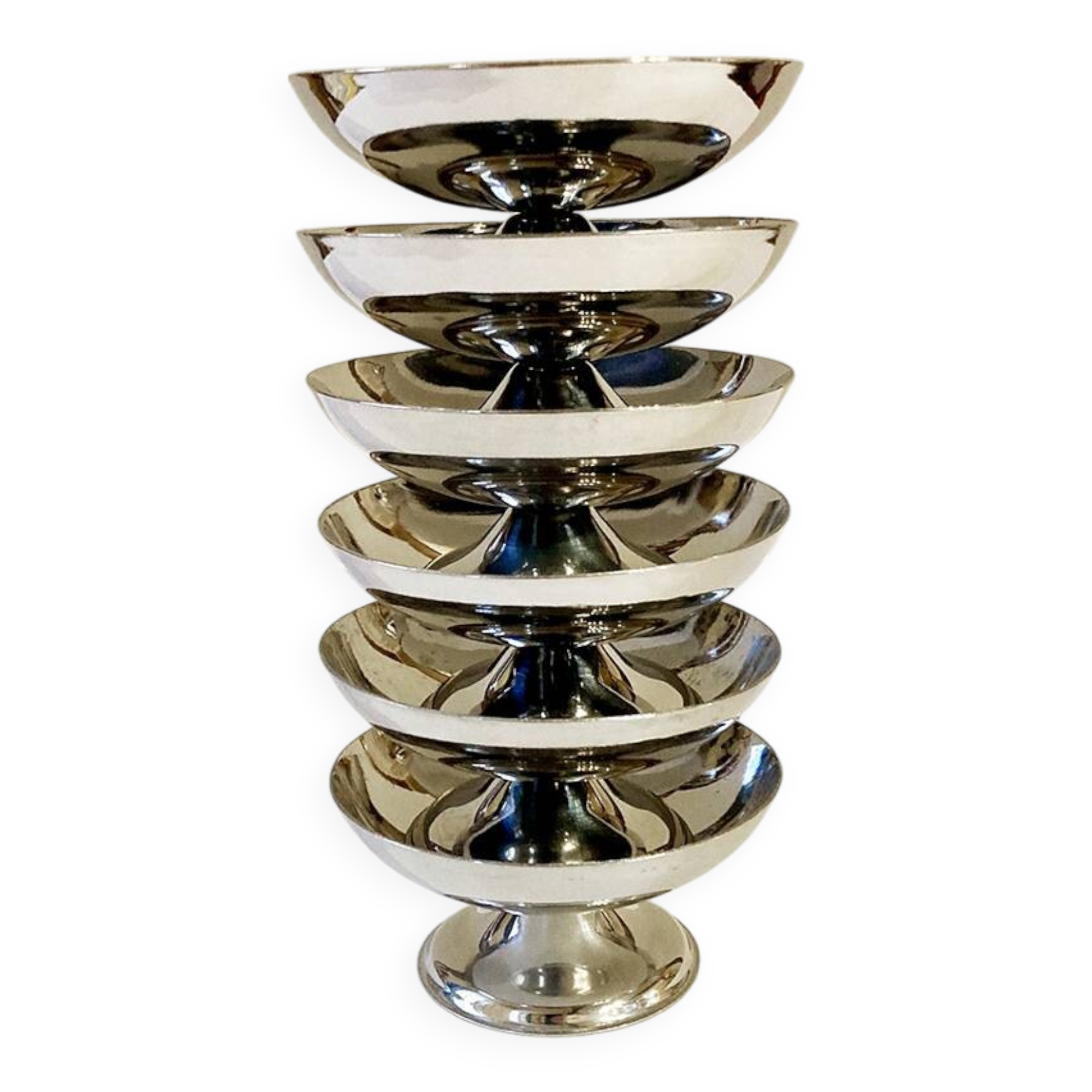 6 Guy Degrenne round ice cream cups, 1970s-1980s