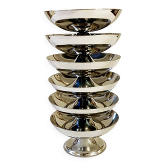 6 Guy Degrenne round ice cream cups, 1970s-1980s