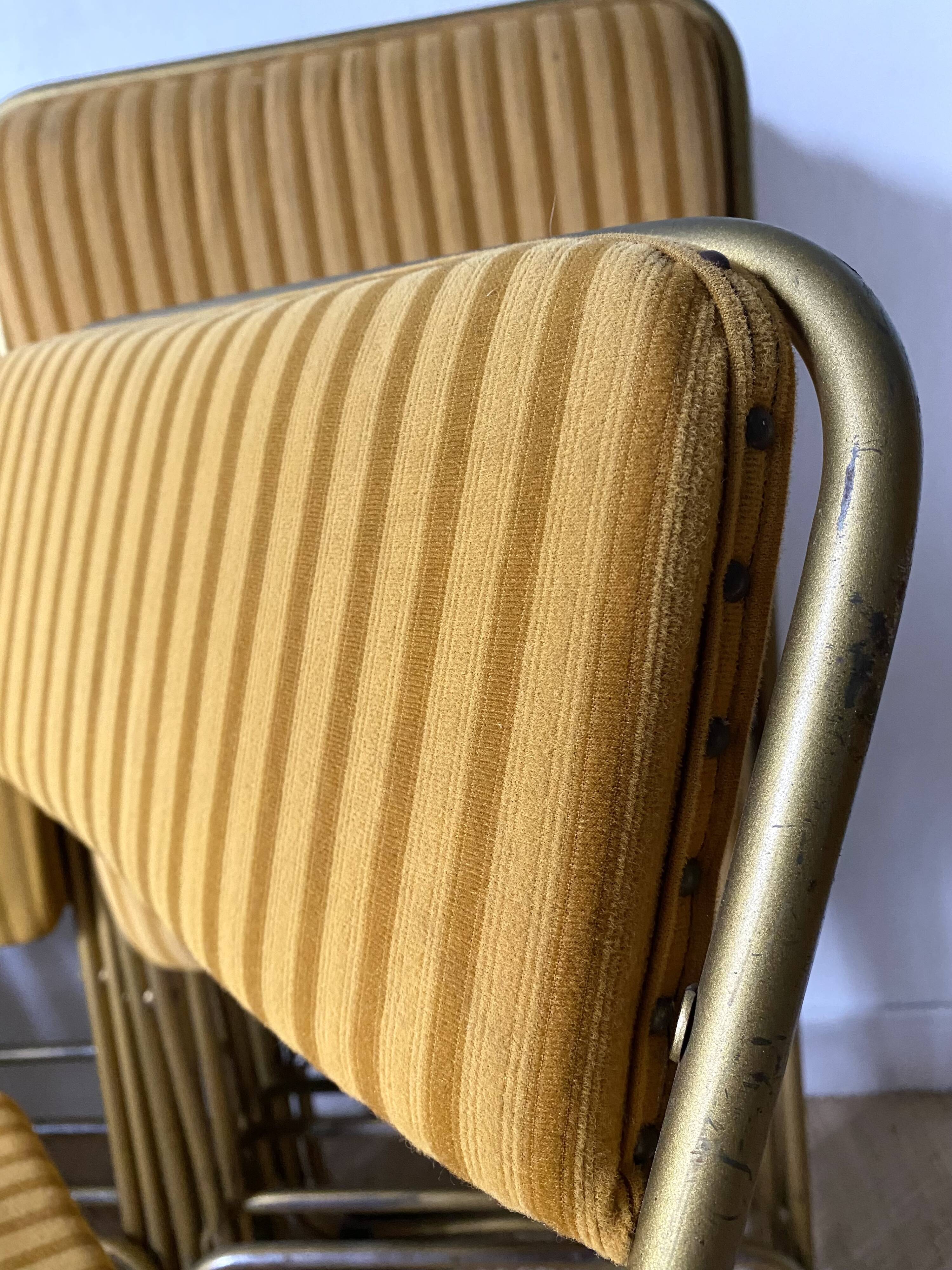Lafuma folding chairs in velvet and gold metal