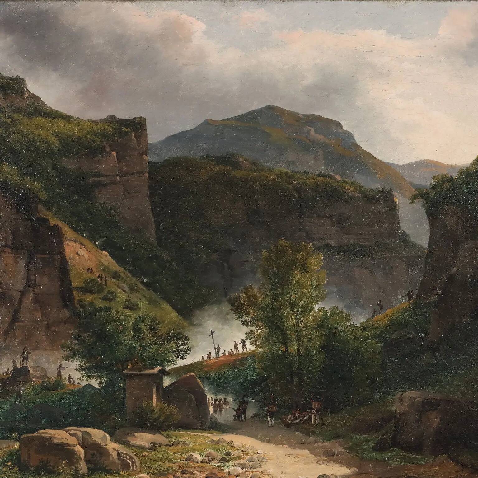 Ancient painting signed G. Canella, historical subject, around 1840.
