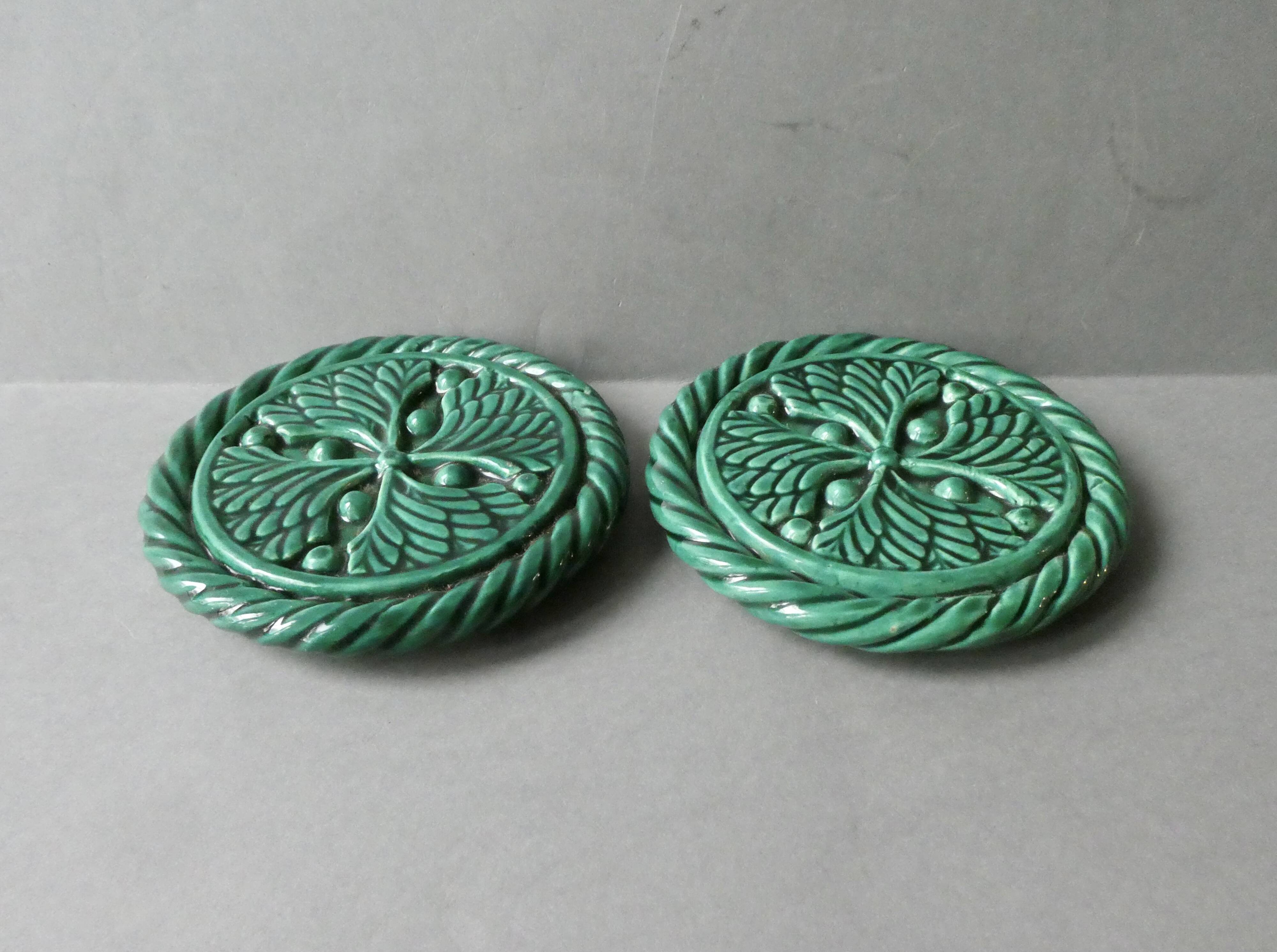 2 slip coasters, mistletoe decor, 70s