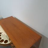 Fineer dressoir met draaibare bar en lades, barkast