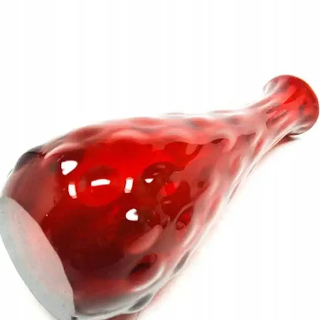Bean vase, mid-century modern, red glass, Ząbkowice, Poland, 1970s