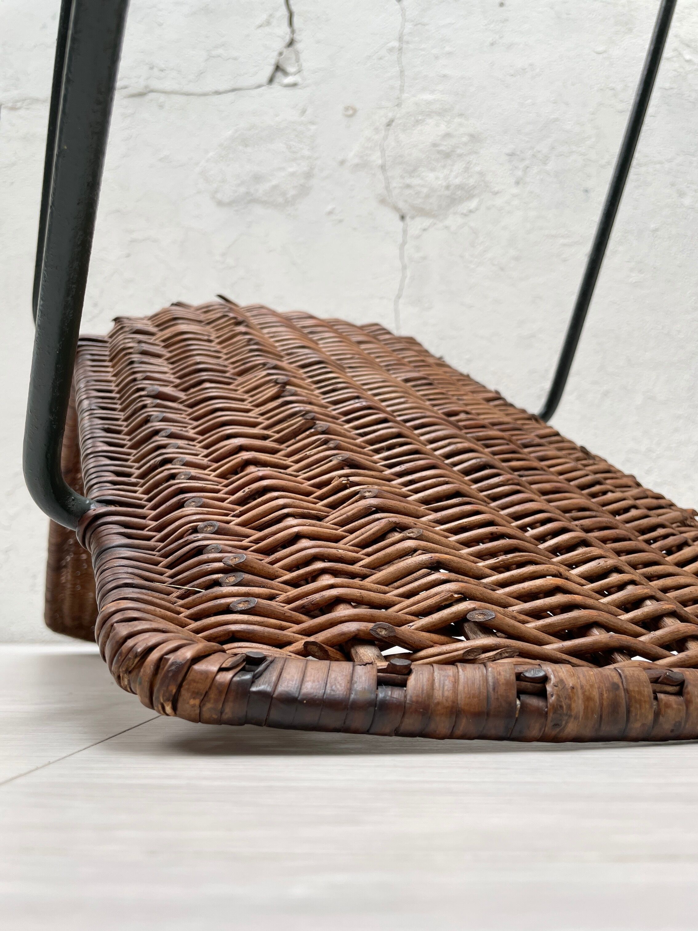 Vintage chair in wicker and metal circa 1950