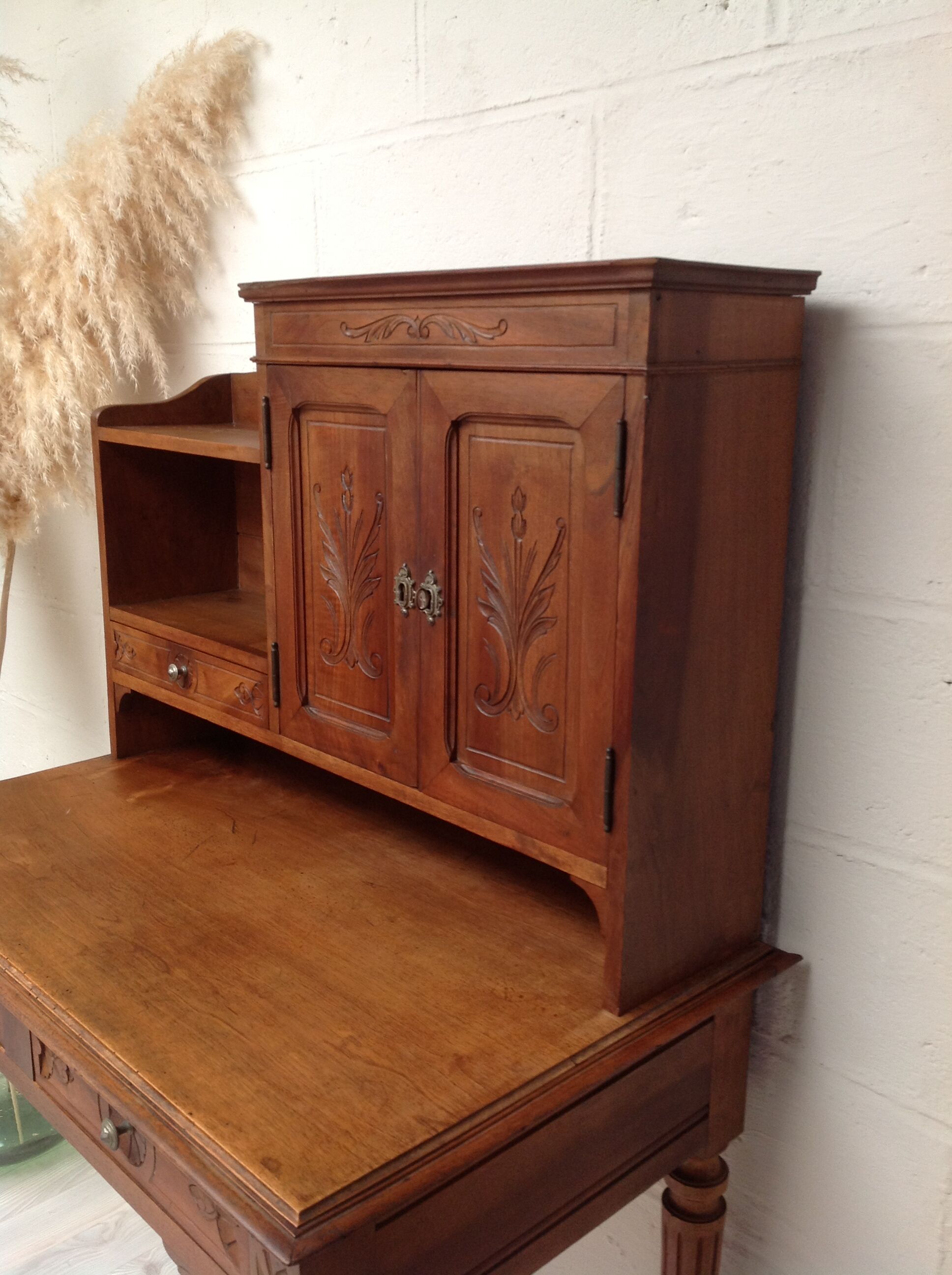 Secretary carved wood