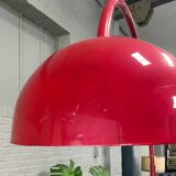Red arc floor lamp with oval tulip base - italy 1970's