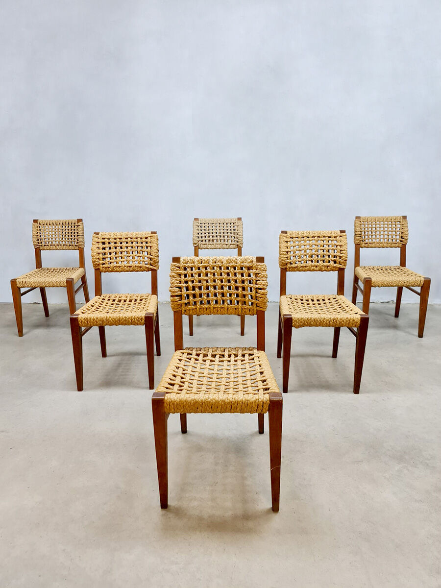 Vintage woven rope dining chairs design