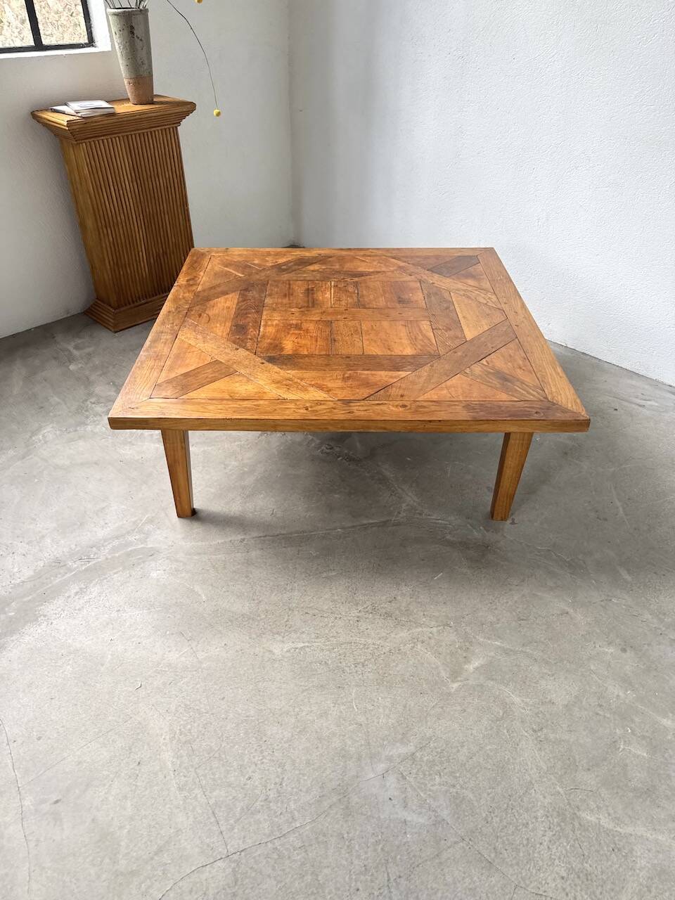 1940s inlaid oak coffee table