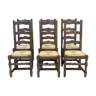 Suite de 6 chaises rustique en chêne et assise paille