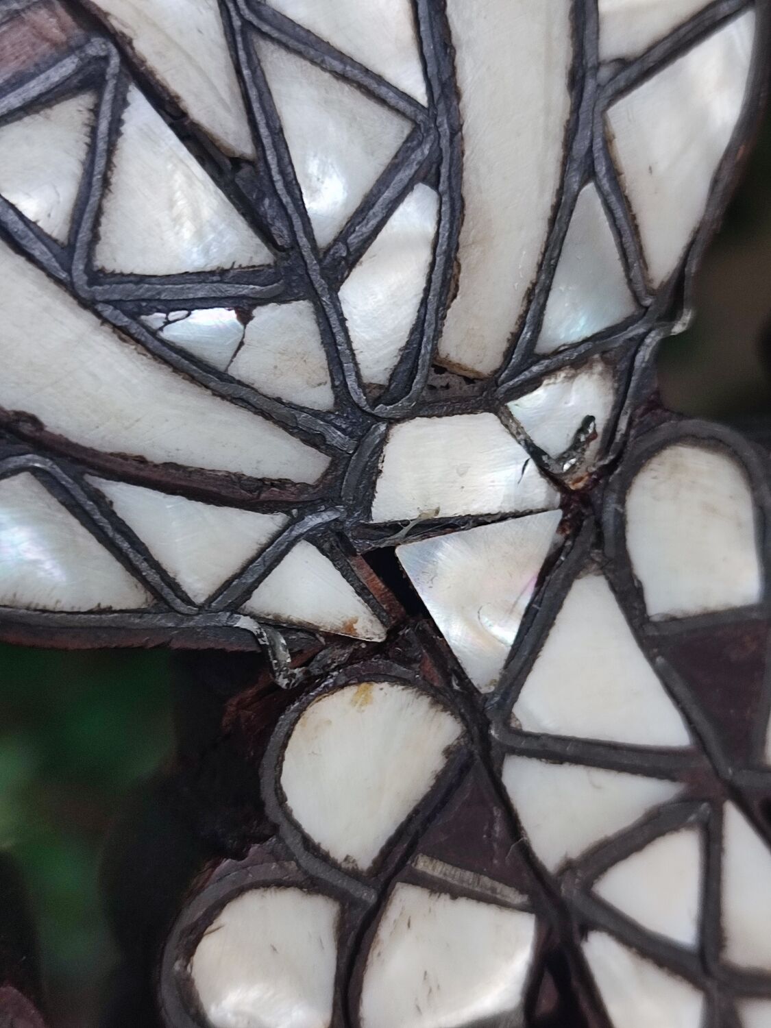 Antique folding oriental chair with mother-of-pearl inlays