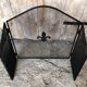 Grilled Fire Screen Fireplace 3 Shutters Black Metal Fleurs De Lys Vintage #A344
