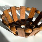 Vintage turned wooden table basket