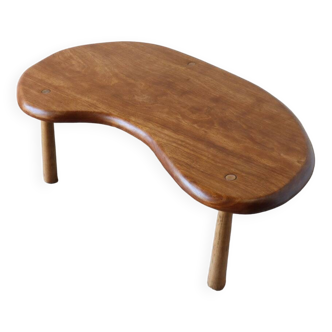 Table basse vintage "haricot" en bois massif, 1960