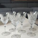 Set of 6 white wine glasses, Bohemian crystal. Regency/Empire style, 17.5 cm