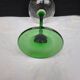 Set of 6 crystal green stemmed white wine glasses