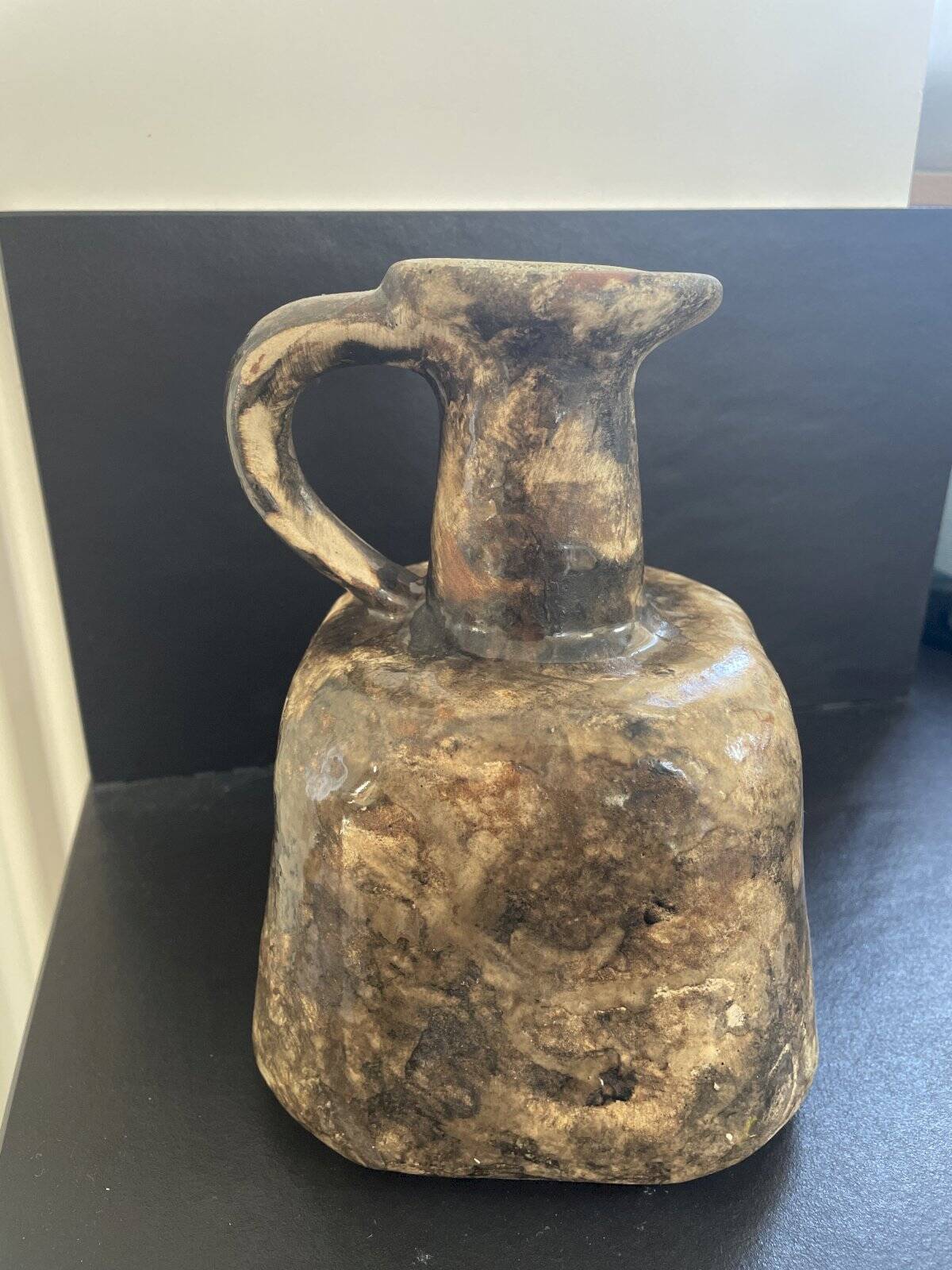 Brutalist brown terracotta pitcher vase