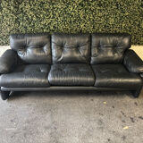 Black leather 3-seater sofa – Tobia Scarpa for B&B Italia