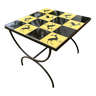 Square coffee table with yellow and black decor signed erialk design 50