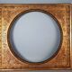 Old Florentine frame round view rebate 38 cm chiseled wood gilded stucco + glass SB656