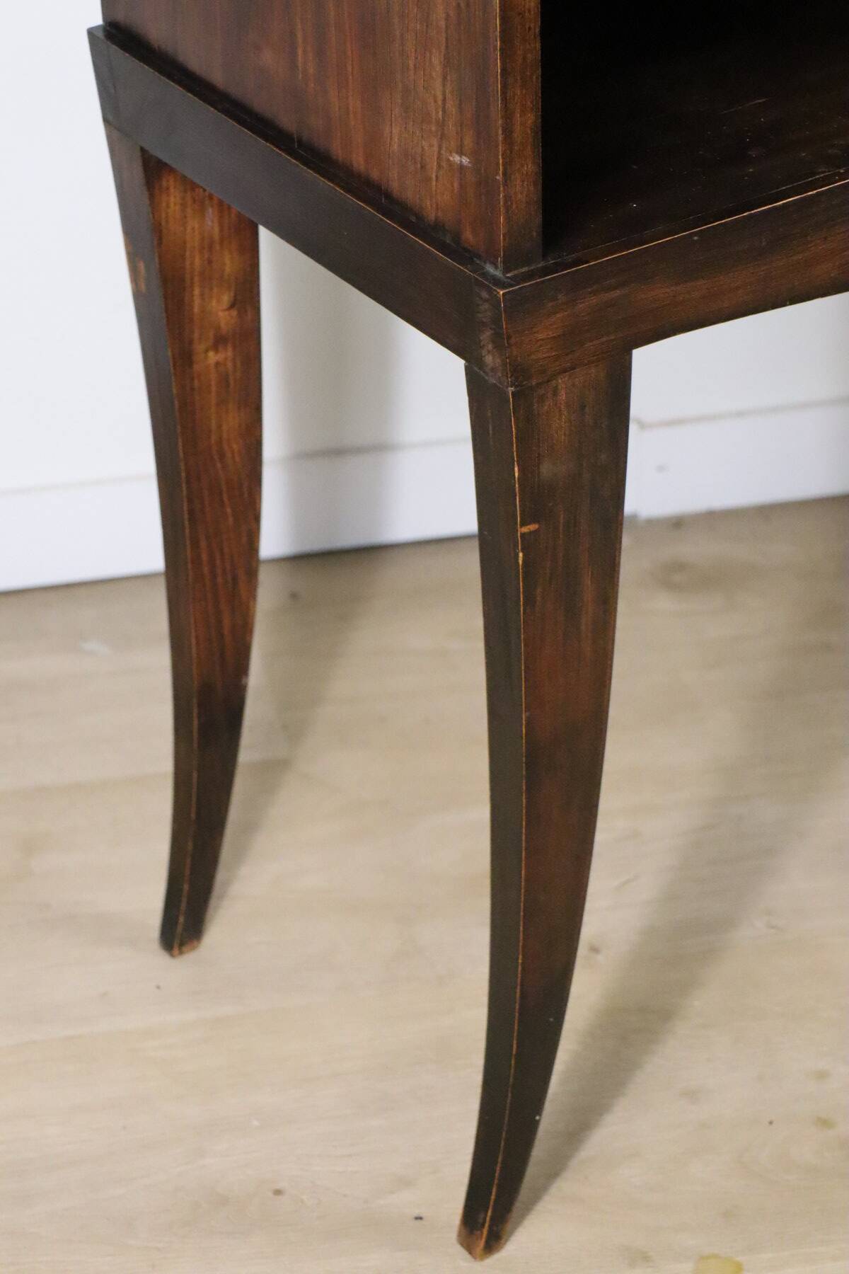 Vintage wooden and marble console table – classic style curved legs, 1950s