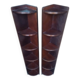 Pair of mahogany art deco style column corner cabinets