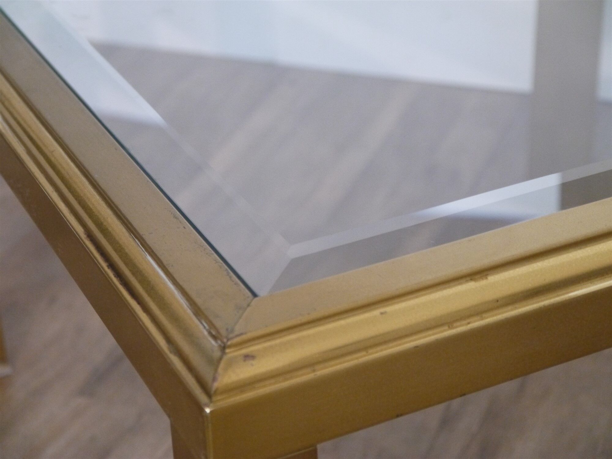 Brass and glass coffee or coffee table