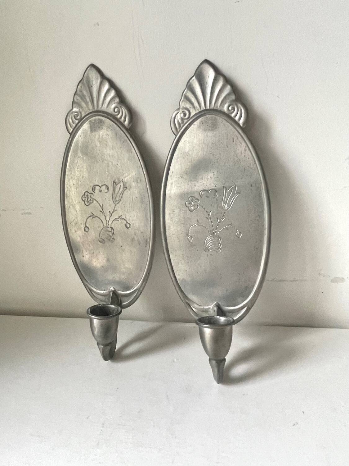 Art Deco Pair of Wall Candle holders Sconces by Svenskt Tenn Josef Fra
