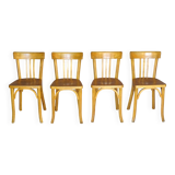4 Baumann 1950 bistro chairs in “golden oak” color