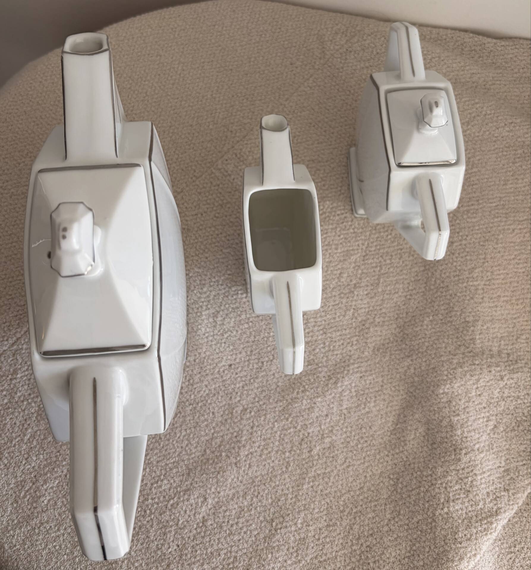 Art Deco Porcelain Coffee/Tea Trio by Victoria Czechoslovakia, 1930s