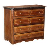 Commode ancienne en noyer 4 tiroirs Italie XVIIIe siècle