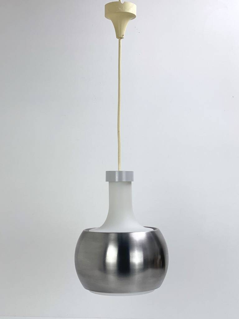 Glass and aluminum pendant light, design Rolf Krüger for Staff Leuchten, P118