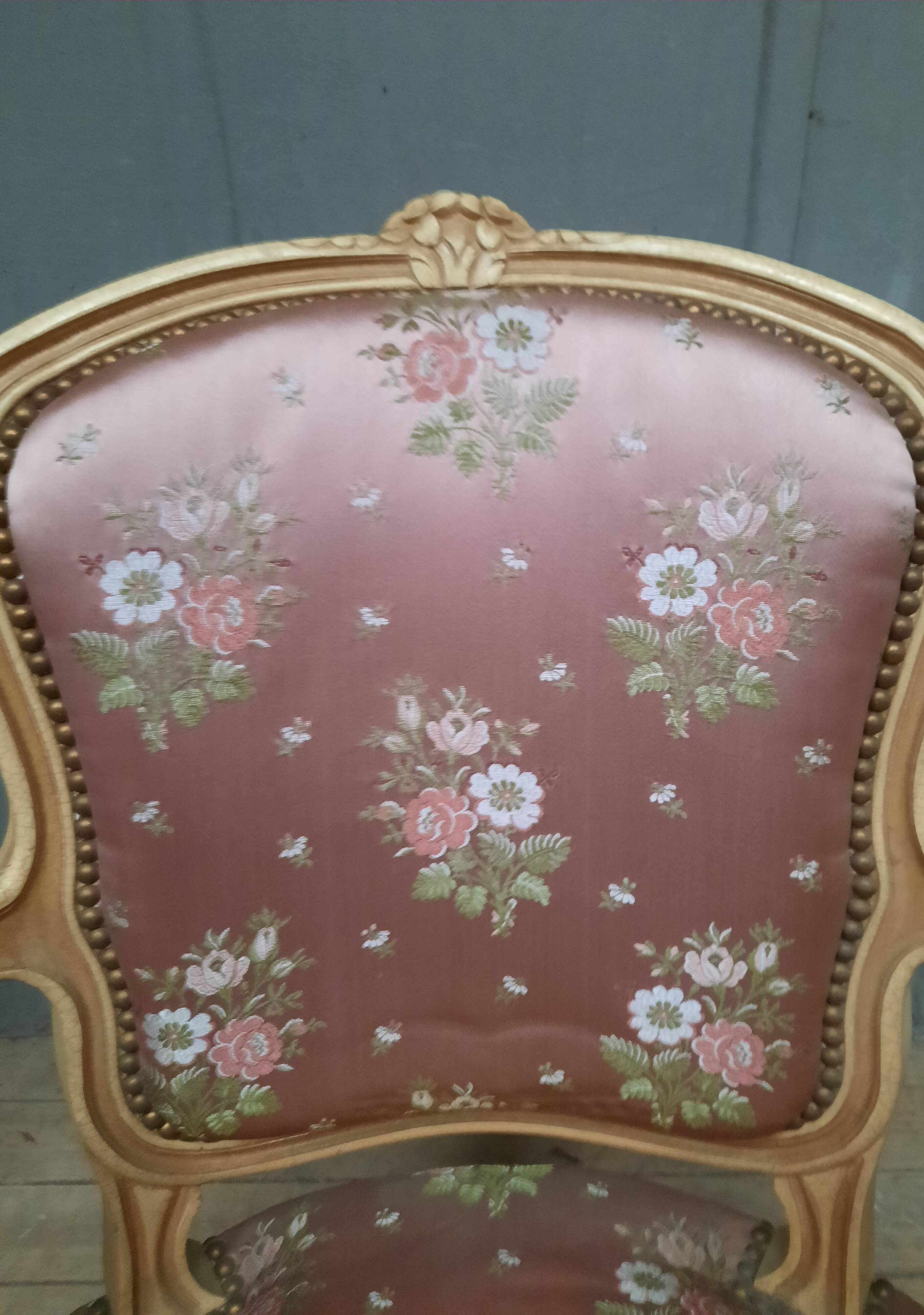 Louis XV style armchair in lacquered wood