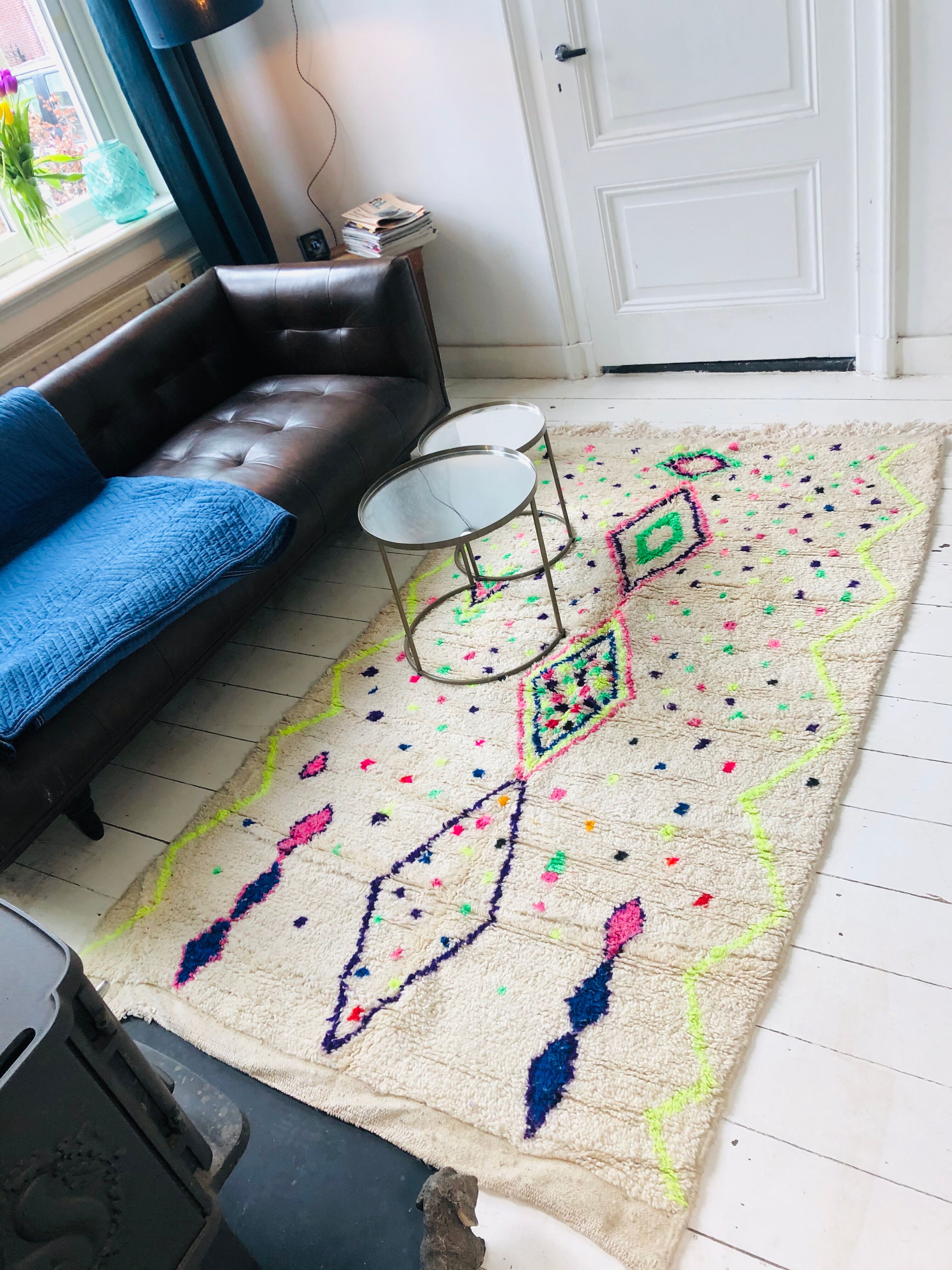 Vintage Berber carpet with full color 250x140cm