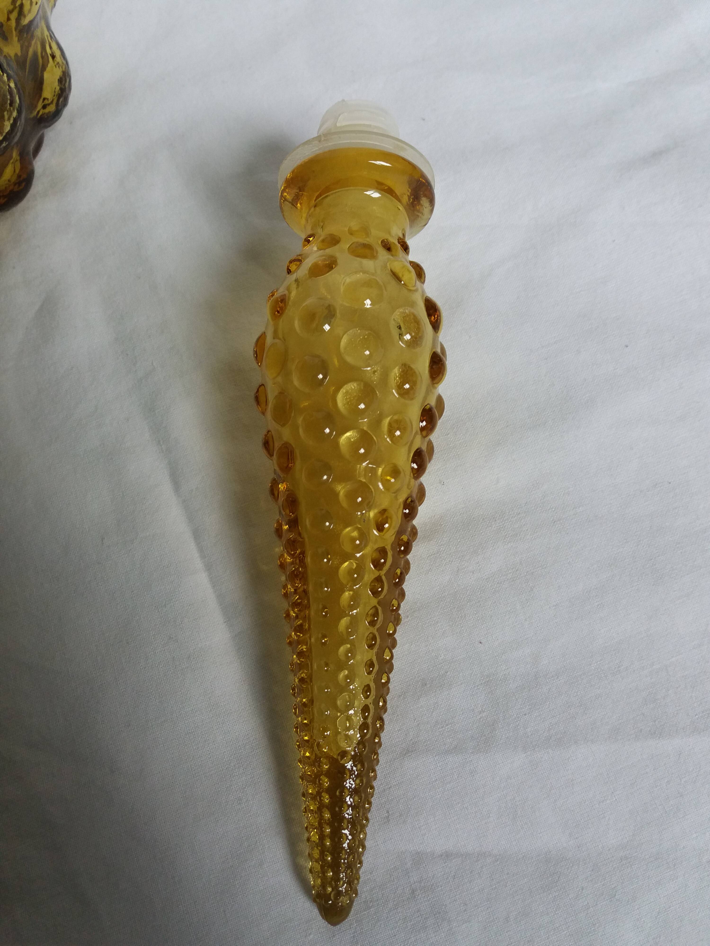 Carafe Empoli Italy Genie bottle in amber glass