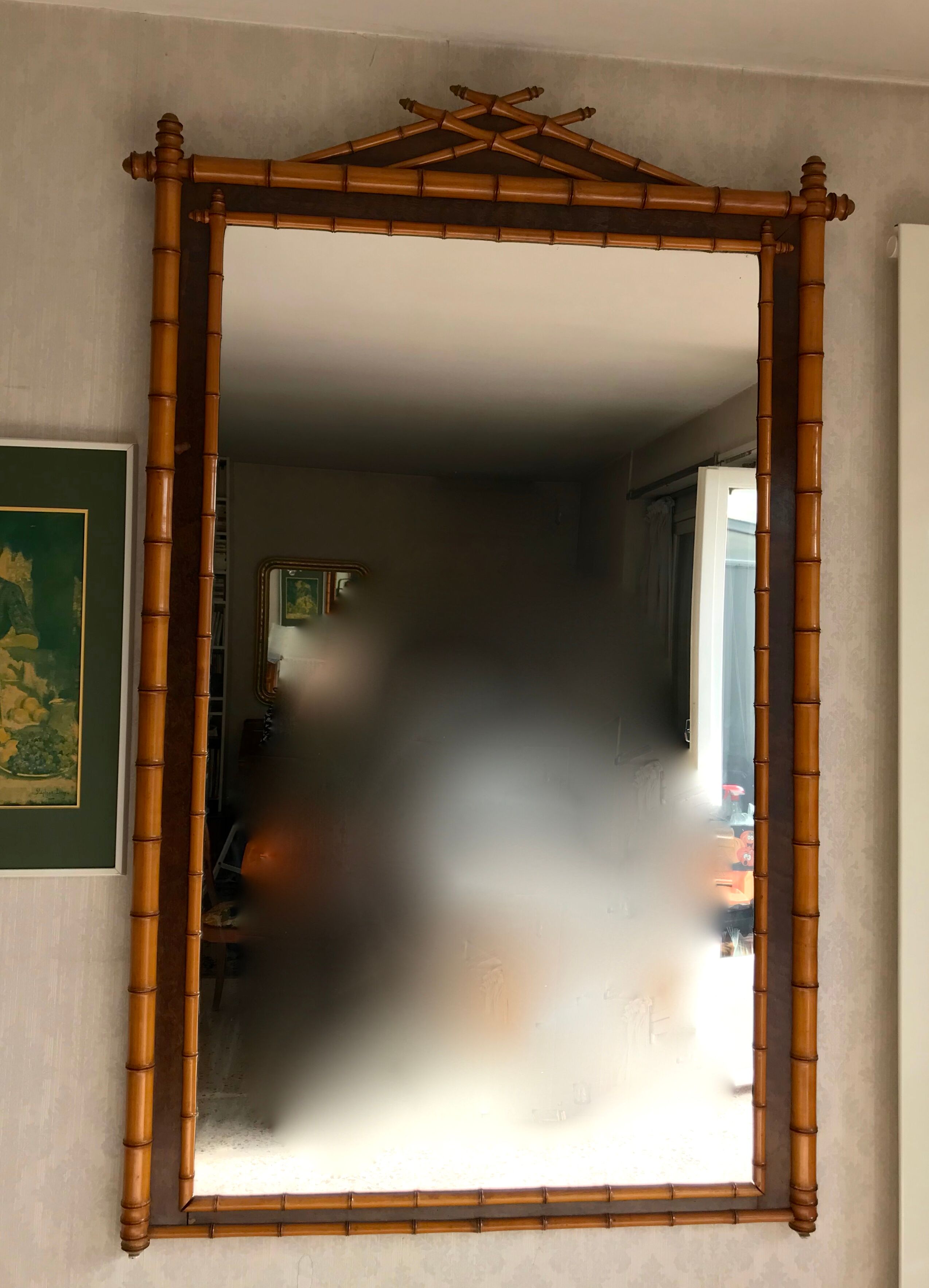 Mirror pitchpin XIXème two-tone bamboo collection circa 1870 napoleon iii