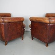 Fauteuil Club Vintage en Cuir Couleur Cognac, Pays-Bas, Set de 2