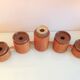 Five-headed chandelier in wood and ceramic Scandinavian style / vintage 60s-70s