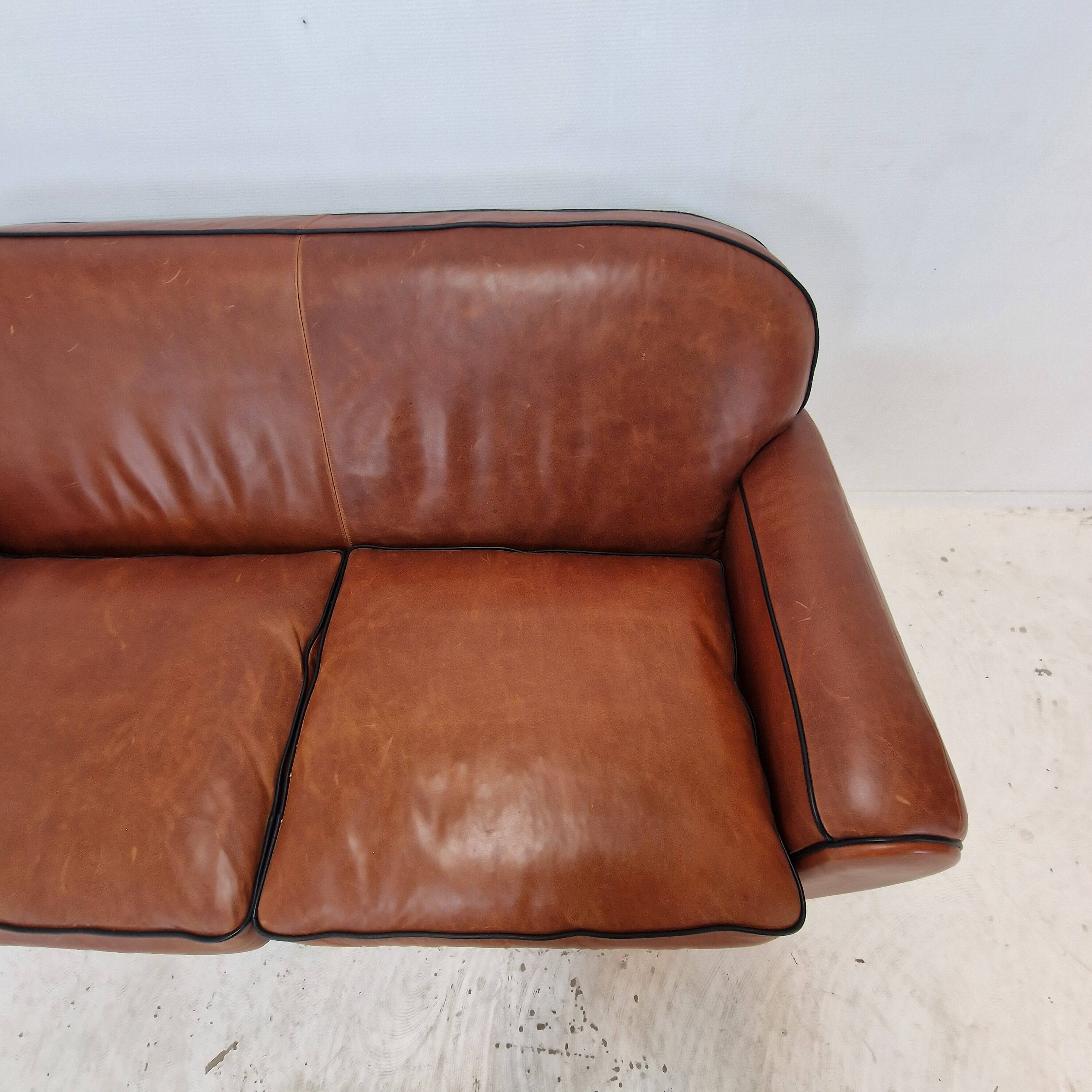 Set of 2 Club Chairs and 1 Sofa in Saddle Leather by Jan Frantzen, Netherlands