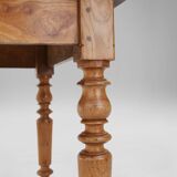 Wabi sabi style French dinner table in elm wood with drawer, ca. 1850