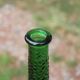 Large decorative vintage green glass carafe/bottle with relief – H57 cm