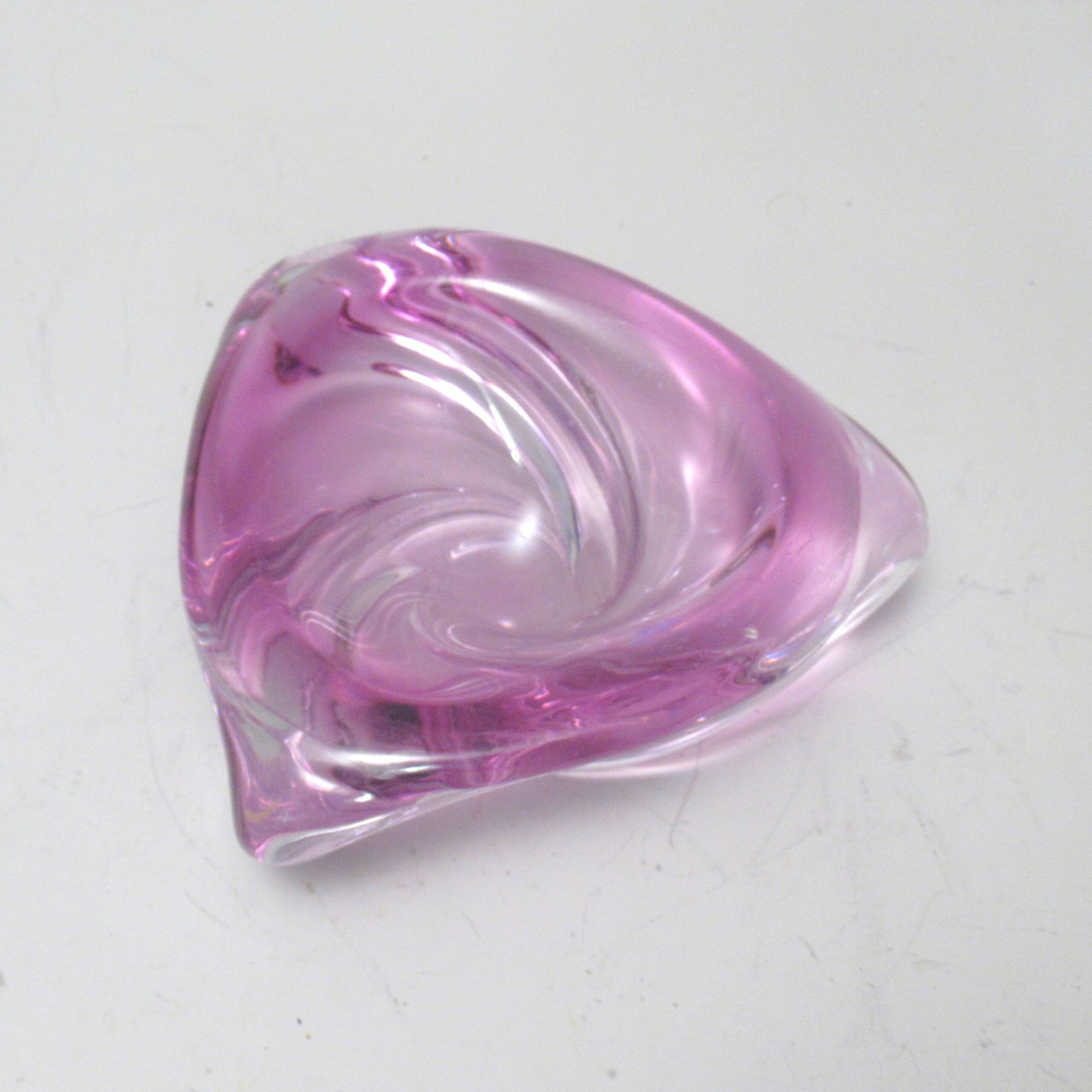 Pink glass vide poche Val St Lambert 1960s