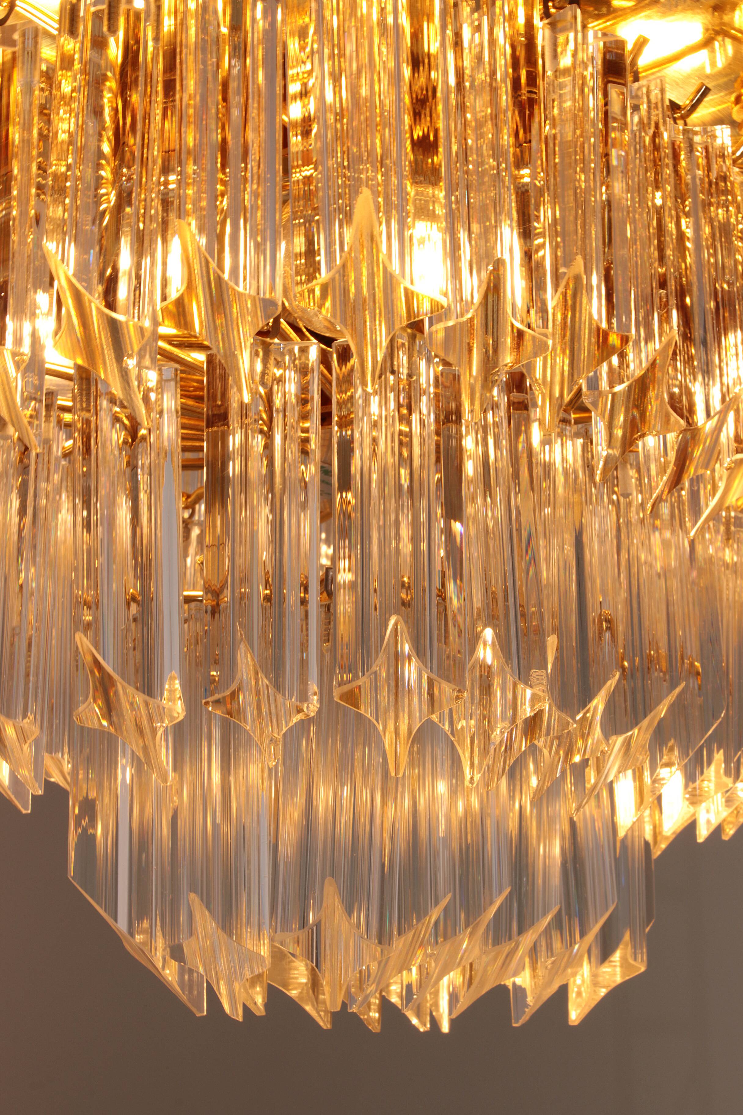 Novaresi Gold Plated Ceiling Lamp CH Serie 1970 Italy