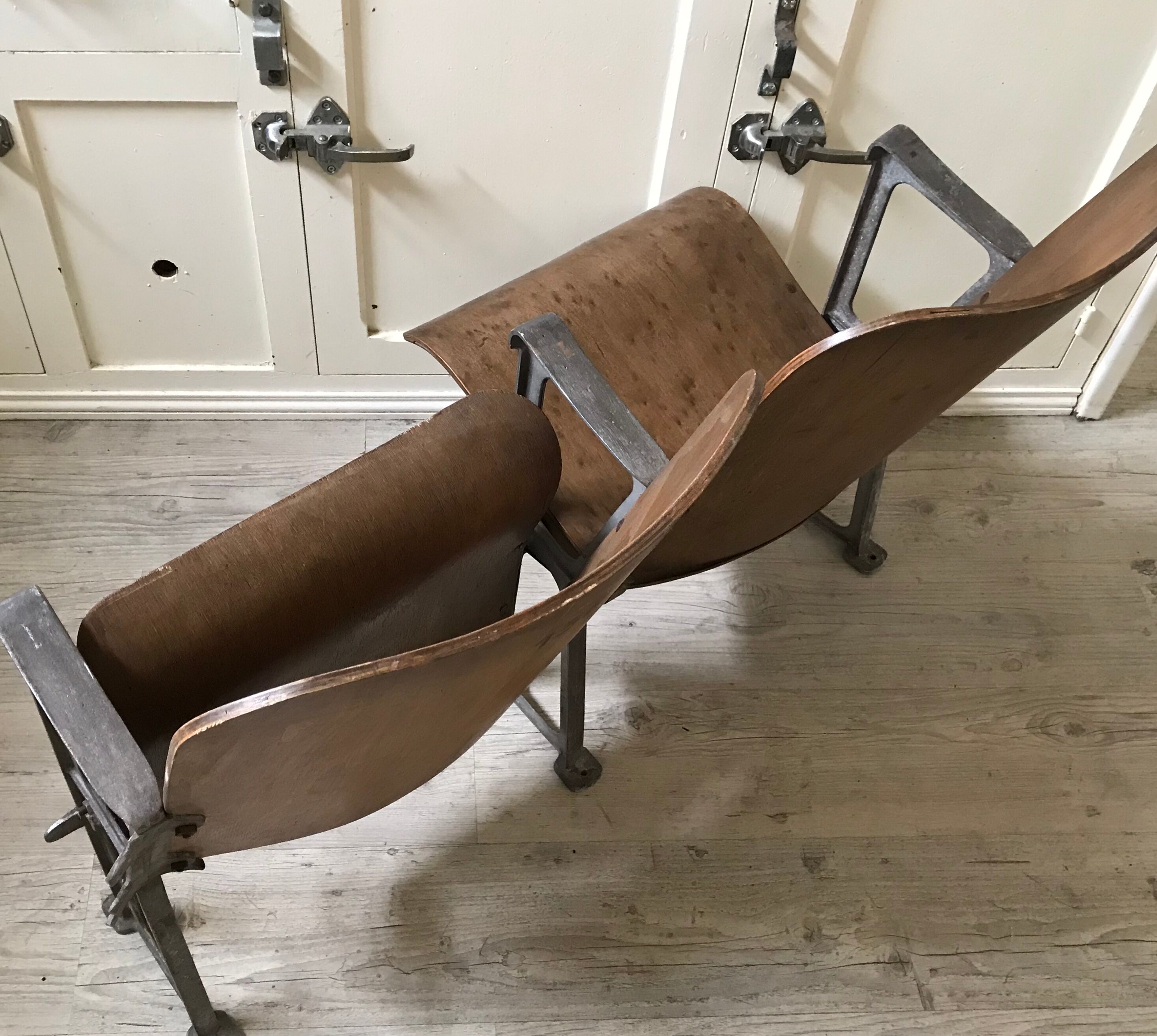 Bench seat of cinema theatre before war