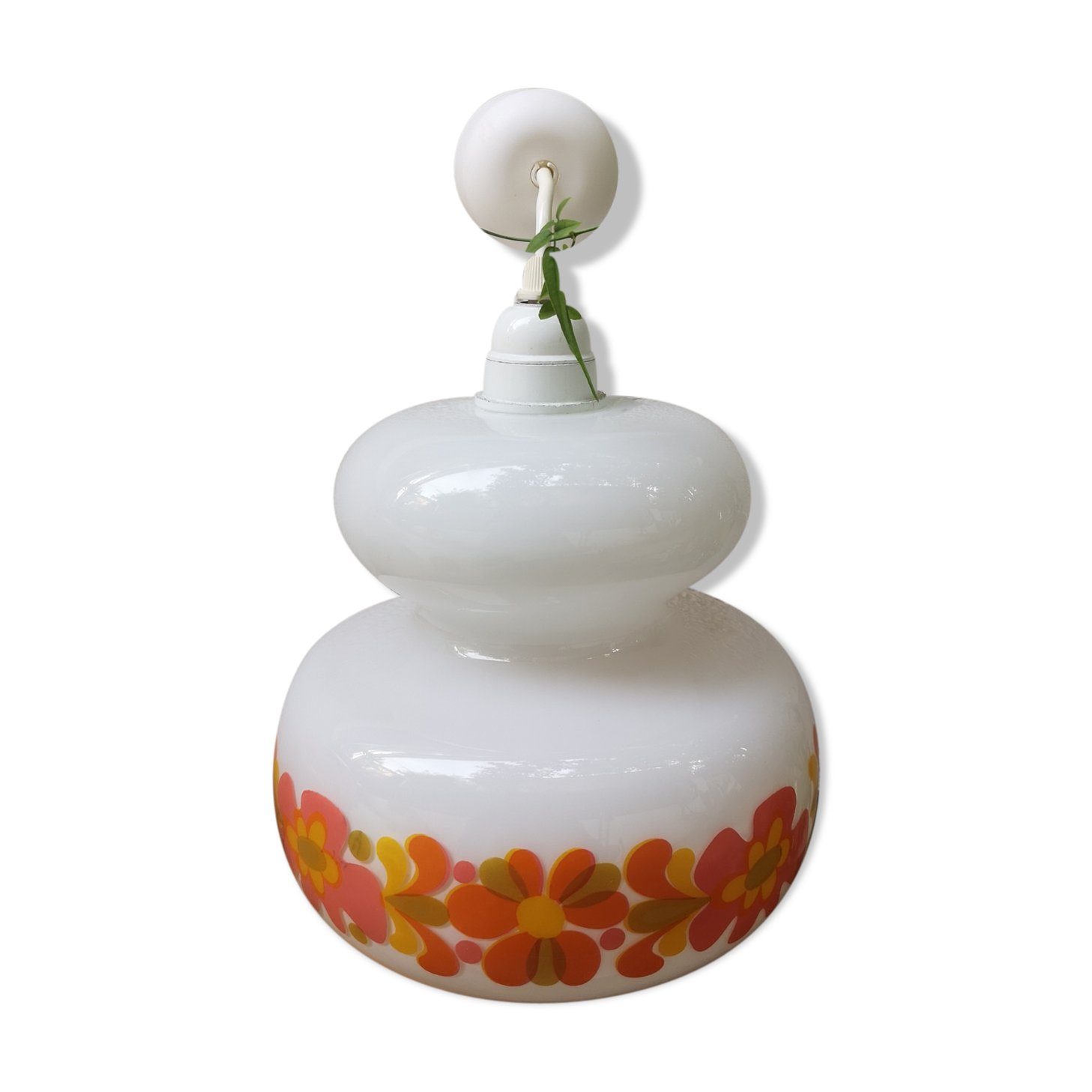 White Opaline with flowers