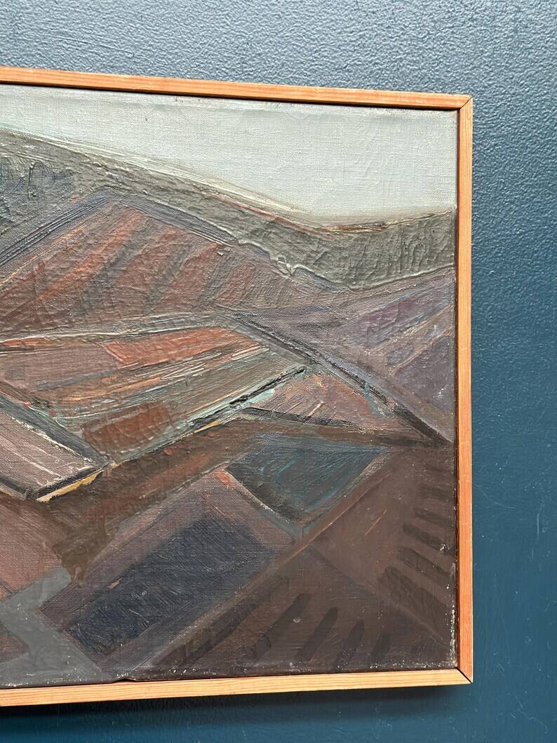 Original Swedish Oil on Canvas – “Glumslövs Backar” by Eric Julius – Signed – Vintage & Framed – 49 × 41 cm