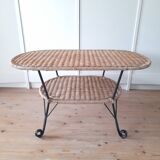 Rattan and wrought iron coffee table