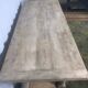 Solid oak farm table with turned feet & 2 elongated aero gum