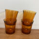 Set of 4 vintage Duralex amber glass water glasses