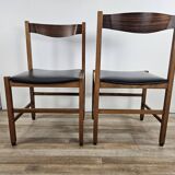 Six Scandinavian-style teak and leather dining chairs