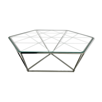 Diamond glass coffee table by Sacha Lakic